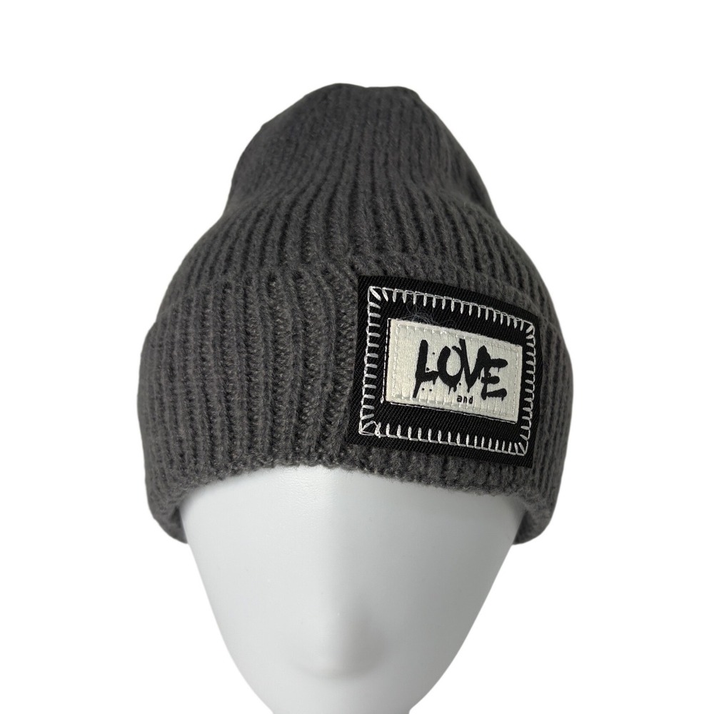 Unisex Knit Cap Beanie Double Layer Winter Hat Gray NEW OS